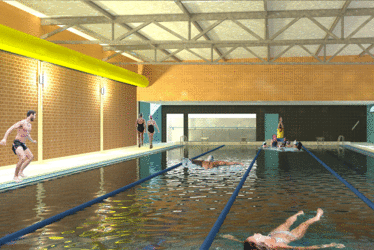 Perspective valorisant les futurs travaux de rénovation de la piscine Edouard Thomas
