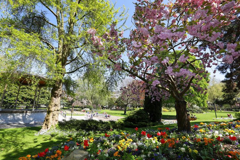 A mi-chemin entre la plage et le centre-ville, le square Saint-Roch offre au visiteur une pause romantique